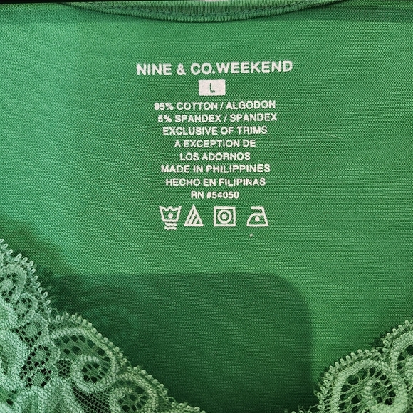 Kelly Green Women's Lace Trim Top Size L Green 90s Retro Y2K Feminine - Picture 5 of 7